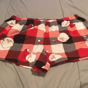 Festive Santa Fleece Plaid Sleep Shorts